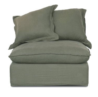 Oasis Washed Linen Dream Sofa Centre - Olive at online8 furniture store Auckland