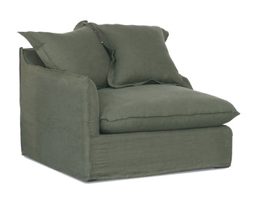 Oasis Washed Linen Dream Sofa Left - Olive at online8 furniture store Auckland