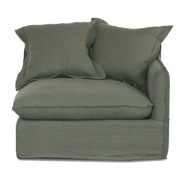 Oasis Washed Linen Dream Sofa Right - Olive at online8 furniture store Auckland