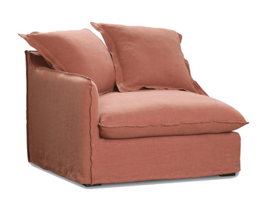 Oasis Washed Linen Sofa Left - Rust at online8 furniture store Auckland