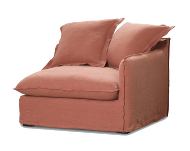 Oasis Washed Linen Sofa Right - Rust at online8 furniture store Auckland