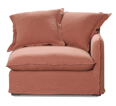 Oasis Washed Linen Sofa Right - Rust at online8 furniture store Auckland