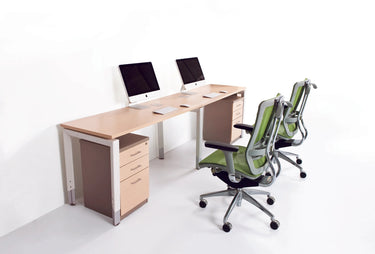 Oblique 2 Person Straight Desk at online8 furniture store Auckland