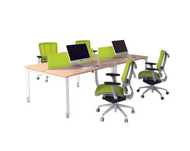 Oblique 4 Person Back to Back Desk at online8 furniture store Auckland