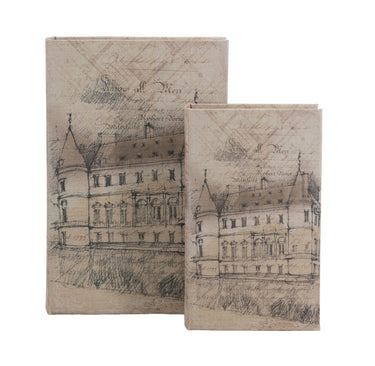 Old Building Book Boxes set of 2 at online8 furniture store Auckland