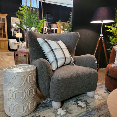 Oliver Boucle Occasional Chair - Dark Grey at online8 furniture store Auckland