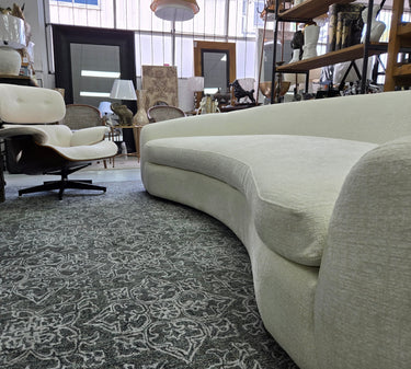 Ormond Curved Boucle 3.5 Seater Sofa - White at online8 furniture store Auckland