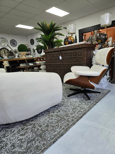 Ormond Curved Boucle 3.5 Seater Sofa - White at online8 furniture store Auckland