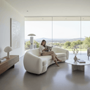 Ormond Curved Boucle 3.5 Seater Sofa - White at online8 furniture store Auckland