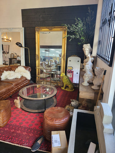 Ornate Bevelled Floor Mirror – Antique Gold at online8 furniture store Auckland