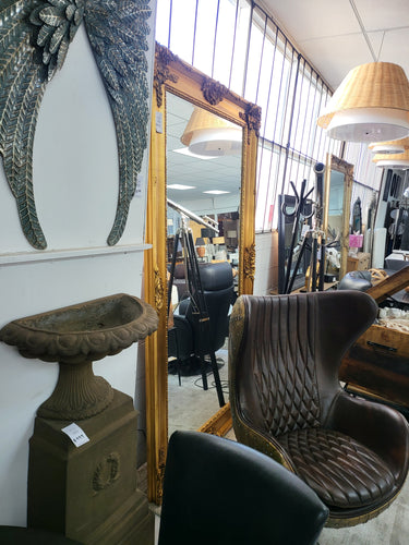 Ornate Bevelled Floor Mirror – Antique Gold at online8 furniture store Auckland