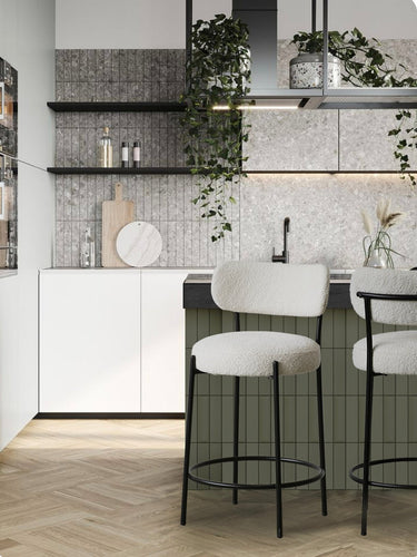 Oscar Boucle Barstool - White at online8 furniture store Auckland