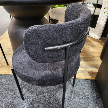 Oscar Boucle Dining Chair - Black at online8 furniture store Auckland