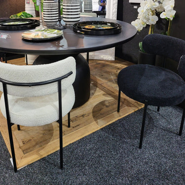 Oscar Boucle Dining Chair - Black at online8 furniture store Auckland