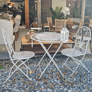 Outdoor Garden Table and Chair Set Antique White – Online8