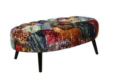 Oval Patchwork Ottoman at online8 furniture store Auckland