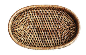 Rattan Oval Tray Brown SML