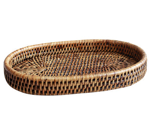 Rattan Oval Tray Brown SML