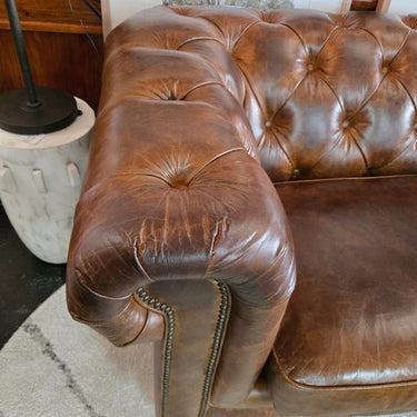 Oxford Aged Leather 3-Seater Chesterfield - Foundry at Online8 Furniture Auckland NZ