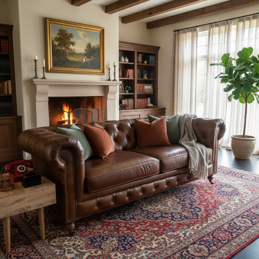 Oxford Aged Leather 3-Seater Chesterfield - Foundry at Online8 Furniture Auckland NZ