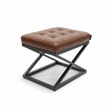 Oxford Aged Leather Tufted Ottoman at Online8 Furniture Auckland NZ