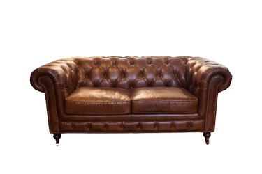 Oxford Chesterfield Aged Leather 2 Seater Sofa - Vintage Cigar at online8 furniture store Auckland