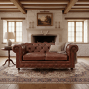 Oxford Chesterfield Aged Leather 2 Seater Sofa - Vintage Cigar at Online8 Furniture Auckland NZ