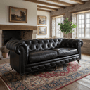 Oxford Chesterfield Aged Leather 3 Seater Sofa - Belon Black at Online8 Furniture Auckland NZ