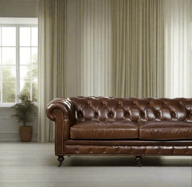 Oxford Chesterfield Aged Leather 3 Seater Sofa - Vintage Cigar at online8 furniture store Auckland