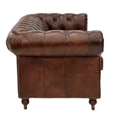 Oxford Chesterfield Aged Leather 3 Seater Sofa - Vintage Cigar at online8 furniture store Auckland