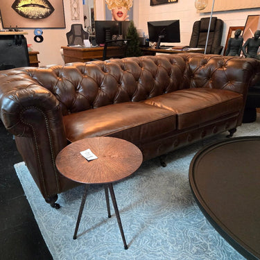 Oxford Chesterfield Aged Leather 3 Seater Sofa - Vintage Cigar at online8 furniture store Auckland