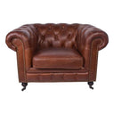 Oxford Chesterfield Aged Leather Armchair - Vintage Cigar at online8 furniture store Auckland