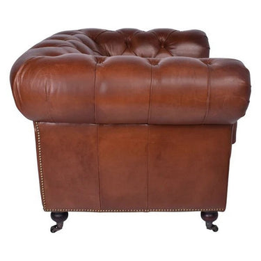 Oxford Chesterfield Aged Leather Armchair - Vintage Cigar at online8 furniture store Auckland