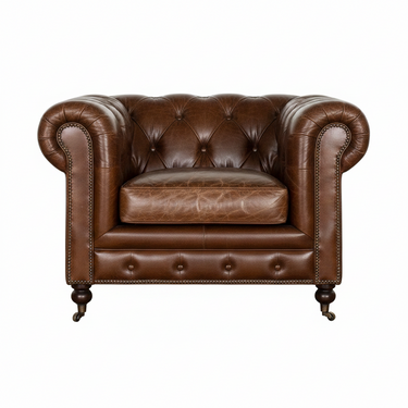 Oxford Chesterfield Aged Leather Armchair - Vintage Cigar