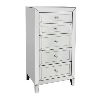 Palisade 5 Drawer Mirrored Tallboy at online8 furniture store Auckland