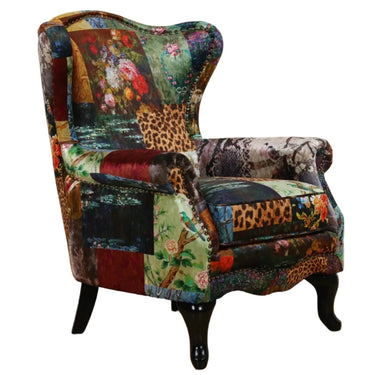 Paltrona Patchwork Wingback Armchair - Leopard at online8 furniture store Auckland