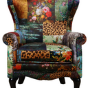 Paltrona Patchwork Wingback Armchair - Leopard at online8 furniture store Auckland