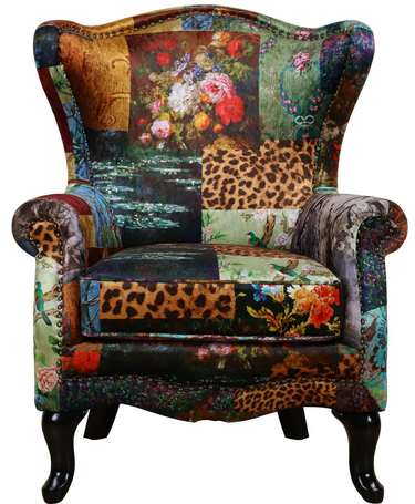 Paltrona Patchwork Wingback Armchair - Leopard at online8 furniture store Auckland
