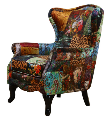 Paltrona Patchwork Wingback Armchair - Leopard at online8 furniture store Auckland