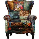 Paltrona Patchwork Wingback Armchair - Leopard at online8 furniture store Auckland