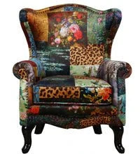 Paltrona Patchwork Wingback Armchair - Leopard at online8 furniture store Auckland