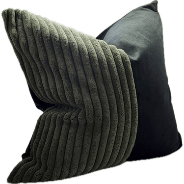 Patchwork Cushion Cover - Black / Green at online8 furniture store Auckland