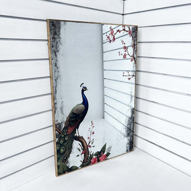 Peacock Antique Look Wall Mirror Art | 60x90cm at Online8 Furniture Auckland NZ