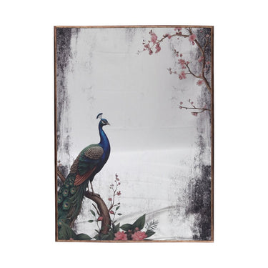 Peacock Antique Look Wall Mirror Art | 60x90cm at Online8 Furniture Auckland NZ
