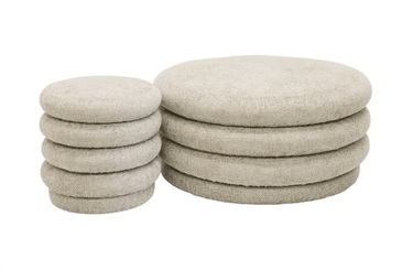 Pebble Round Foot Stool | Ottoman - Beige at online8 furniture store Auckland