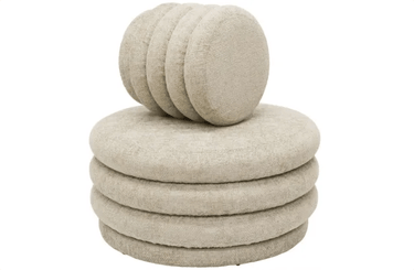Pebble Round Ottoman with Storage- Beige at online8 furniture store Auckland