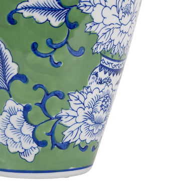 Peony Ceramic Bellied Vase with rounded chinoiserie silhouette