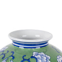 Peony Ceramic Bellied Vase, 18.5cm diameter glazed ceramic vase