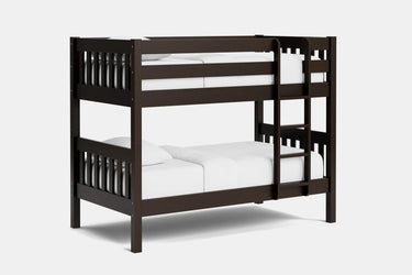 Peri Bunk Bed with 2 Mattress - Dark Oak at online8 furniture store Auckland