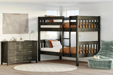 Peri Bunk Bed with 2 Mattress - Greywash at online8 furniture store Auckland